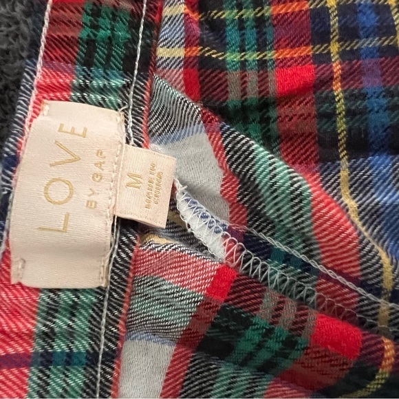 LOVE By Gap Red Plaid Flannel Pajama Two Piece Set Size Medium - Picture 10 of 16